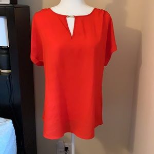 Calvin Klein Red Short Sleeve Blouse (size L)
